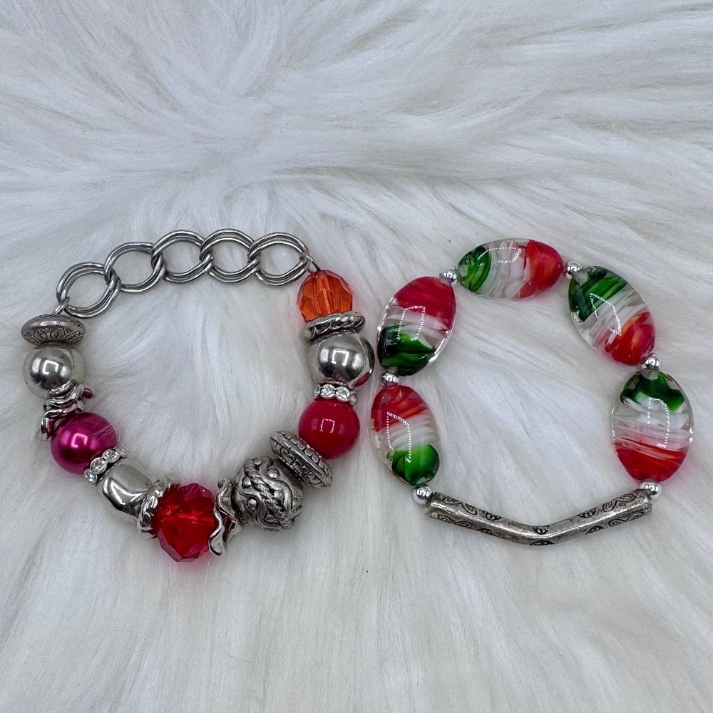 Festive Charm Beaded Bracelet 2 piece